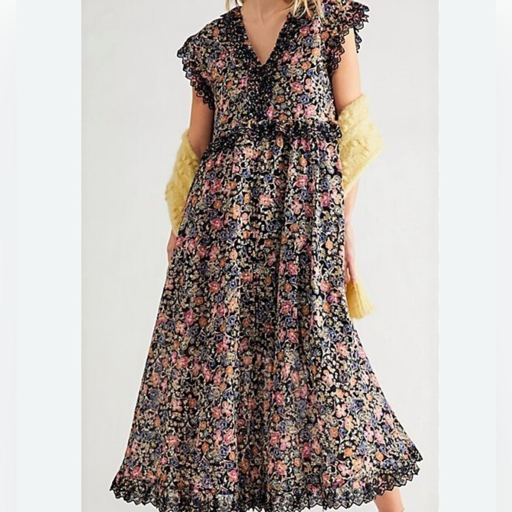 Free People Floral Ruffle Maxi Dress - Multicolor